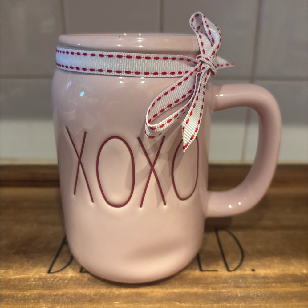 Rae Dunn Pink XOXO Mug with Ribbon